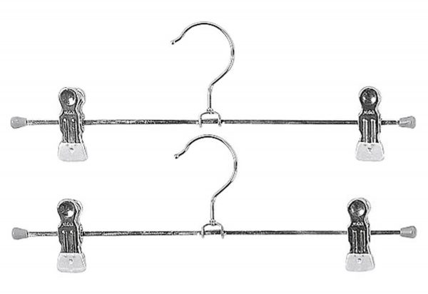 MAWA Klemm-Hosenbügel Clip Metall mit 2 Clips 35cm silber 2er Pack